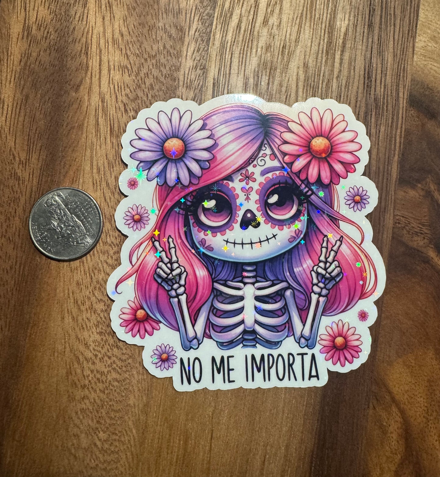 Sugar skull sticker with a cute message