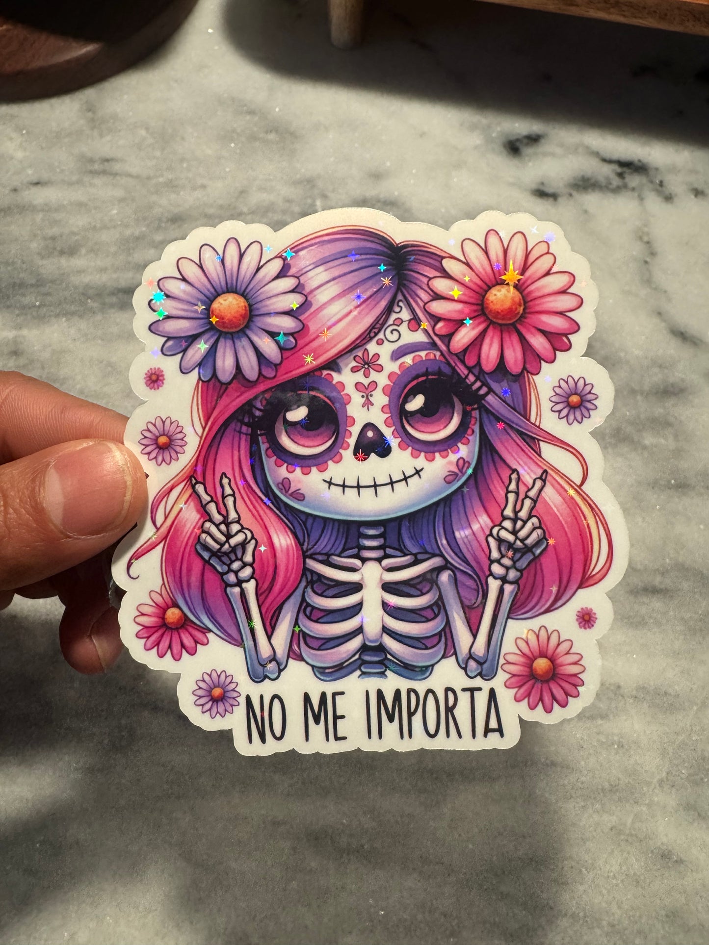 Sugar skull sticker with a cute message